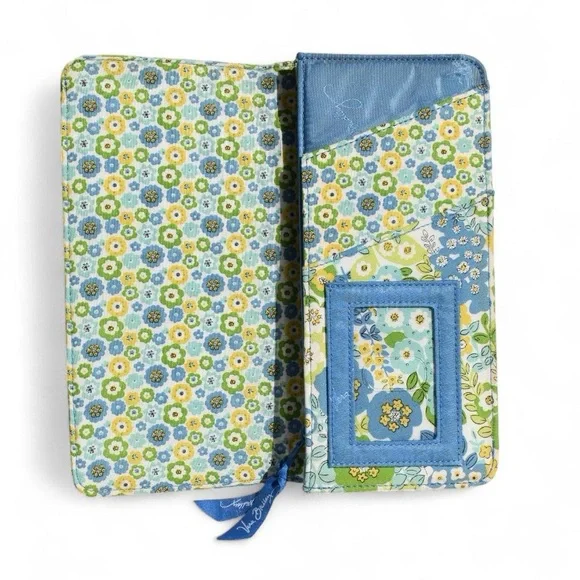 Vera Bradley Travel Wallet English Meadow Blue and Yellow Floral - Picture 3 of 10